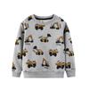 Sudadera para Niños 2026 Primavera y Otoño Nuevo Estilo Estilo Europeo y Americano para Niños Pequeños Otoño Tejida con Estampado de Excavadora Sudadera para Bebé Niño