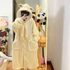 Pijama doce de menina hamster com capuz, novo conjunto quente de flanela de coral espessa para outono e inverno, roupa de casa para estudantes
