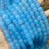 Aquamarine Calcedônia Beads Beads Blue Crystal Beads DIY Handmade Colar Pulseira Tecido Jóias Material Bolsa
