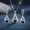 2026 Moda Japonesa e Coreana Novos Brincos Pretos de Gota d'Água Vazados com Design Único em Estoque