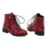 Tamanho 34-46 Outono e Inverno Aliexpress Botas Curtas Femininas, Tamanho Extra Grande Europeu e Americano Botas de Couro Transfronteiriças, Botas de Cano Curto com Cadarço e Bico Redondo, Salto Médio