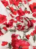Moda europea y americana para mujer de estilo francés, nuevo y elegante vestido con estampado floral, cuello en V y volantes, para ir al trabajo
