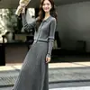 Traje de punto con textura acanalada en color rojo para mujer, nueva colección de otoño, conjunto de dos piezas con top de cuello y falda