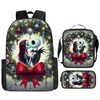 Nova Mochila Infantil Desenho Animado Fofa Bolsa Escolar para Aluno do Ensino Fundamental Mochila de Natal Jack Jack Conjunto de Três Peças
