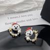 Pendientes de botón de oso de Navidad 2023 otoño e invierno lujo ligero pendientes de botón con microincrustaciones de estrella de cinco puntas pendientes de moda de alto sentido joyería de oreja