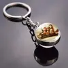 Chaveiro de raposa corrente de metal pingente animal fofo bola de vidro joia pequena presente para estudante fornecimento de comércio exterior