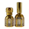 Botella de aceite esencial electrochapada, de forma cuadrada, color dorado, con patrones tallados, botella de perfume, botella de vidrio con rollerball, empaque cosmético, botella vacía de perfume y aceite esencial