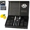 410 Popular Transfronteiriço Amazon Conjunto de Talheres de Aço Inoxidável com 24 Peças - Faca, Garfo e Colher - para Hotel, Casa, Mesa - Caixa de Presente