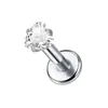 Stud para Labio Cuadrado con Forma de Corazón y Estrella de Cinco Puntas de Acero Inoxidable, Estilo Europeo y Americano, Anillo para Labio de Zirconia de Lujo Ligero, Joyería para Piercing con Diseño de Fondo Plano y Rosca Interna