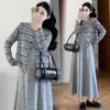 Novo Vestido de Maternidade Outono/Inverno 2026 Estilo Casual Francês Design Simples Conjunto de Vestido de Maternidade Duas Peças