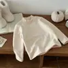 [Em Estoque] Lã Térmica Autoaquecível com Lã e Seda para Meninas, Camiseta de Base para Inverno com Estampa de Letras para Bebês