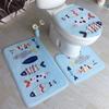 Nuevo Tapete para Inodoro con Estampado de Animales y Flores de Dibujos Animados 3D Tapete para Baño del Hogar Alfombra para Piso Juego de Tres Piezas