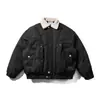 Roupas Vintage 25 Inverno Novo Retro Americano Gola de Pelo Removível Plaquete à Prova de Vento Grossa Jaqueta de Algodão Quente