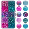 Contas redondas de doce 8MM de importação em caixa de 10 compartimentos, contas de vidro coloridas em blocos, acessórios para joias DIY, materiais para colares e pulseiras