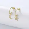 Pendientes Asimétricos de Luna y Estrella para Mujer, Estilo Europeo y Americano, Modernos y Versátiles, Diseño de Nicho, Pendientes de Plata de Ley Tachonados de Diamantes