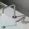 Bacia de aço inoxidável 304 com dois furos, torneira quente e fria, acabamento escovado dourado, preto, cinza chumbo, gabinete de banheiro com bacia