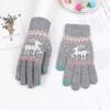 Luvas Femininas de Lã Tricotada Quentes com Tela Sensível ao Toque Estilo Coreano Outono e Inverno, Estampa Moderna de Rena Estilo Casal Natalino para Adultos