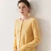 Nuevo Cárdigan de Cachemir de Color Sólido Versátil con Cuello Redondo Estilo Coreano Chaqueta Holgada Simple Camisa Base