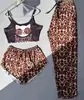 Pijama de Exportación Transfronteriza Conjunto de Tres Piezas de Dibujos Animados Tirantes de Leche + Pantalones Cortos + Pantalones Conjunto de Ropa para el Hogar