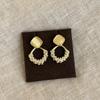 Aretes geométricos dorados de alta calidad de piedra ojo de gato para mujer, aretes sencillos de personalidad, moda, temperamento, para ir al trabajo, combinan con todo
