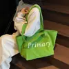 Bolsa de Ombro Casual de Lona Grande Capacidade Estilo Japonês para Comutação Estudante Escola Sacola de Compras Bolsa Tote Literária Simples