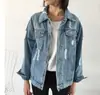 Greadeal2022 Nueva Chaqueta de Mezclilla Lavada y Desgastada Holgada Estilo Coreano para Mujer, Ropa Moderna Ajustada para Mujer