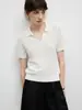 Mo OrderTop Polo de Punto Blanco Hueco, Sencillo y Elegante, con Cuello en V, Mangas Cortas, Ligero, Transpirable, Estilo Versátil