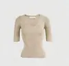 Blusa de Tricô Branca Fina com Decote V Slim Fit de Manga Média para Mulheres, Camiseta de Manga Curta para Primavera e Verão, Camisa Base Única de Manga Meia para Camada Interna