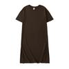 2026Treze CoresAlgodão Puro Cor Sólida Vestido de Verão com Fenda, Moda Solta Vestido Longo, Vestido Camiseta de Manga Curta