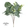 Folhas de Eucalipto Artificiais Arranjo de Flores Transfronteiriço Enfeites de Mesa Folhas de Eucalipto Decorativas Unitárias com Frutas Eucalipto Simulados