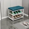 Gabinete Sencillo de Múltiples Niveles para Guardar Zapatos para la Entrada del Hogar, con Asiento, Cojín Suave de Hierro Forjado, Banco Multifuncional para Zapatos