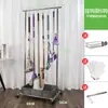 Suporte para Mop de Aço Inoxidável Suporte para Vassoura Rack de Armazenamento Móvel Suspenso Gancho Sem Furo Ferramentas de Organização para Banheiro com Drenagem