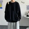 Camiseta de Manga Larga de Color Sólido para Hombre, Marca de Moda, Versión Coreana de Otoño, Holgada y Versátil, Camiseta Básica de Pareja Estilo Ins, Tendencia Ins