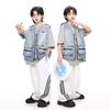 Moda Infantil Hip Hop Roupas de Verão Marca de Moda Hip Hop Manga Curta Hiphop Roupa de Performance Retro Macacão Jeans Masculino e Feminino