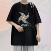 Estilo Hong Kong Nuevo Verano Cuello Redondo Holgado Manga de Cinco Cuartos Manga Corta Ins2025 Nuevo Estampado de Molinillo Colorido Pareja Tops