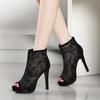 Zapatos de Mujer Rose Nuevas Sandalias de Malla Transpirable para Mujer Primavera y Otoño Verano Sandalias Boca de Pez Cremallera Tacón de Aguja Tacones Altos Combinan con Todo
