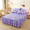 Saia de Cama Dupla Renda Transfronteiriça Conjunto de Três Peças Cobertura de Cama Espessa Antiderrapante Saia de Cama Cobertura de Cama de Peça Única Saia de Cama Atacado
