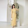 Elegante Vestido Feminino com Cintura Marcada, Saia Longa Emagrecedora e que Valoriza a Silhueta, Vestido Envelope Pg Dvf, Novo Modelo de Verão 2025