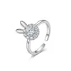 Anillo para Mujer Conejo Zircón Ajustable Anillo Abierto Diseño Dulce Nicho Moda Anillo Dedo Índice Anillo Ajustable de Moda