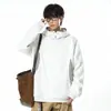 Moletom com Capuz Estilo Patchwork Retrô para Homens, Modelagem Solta, Xadrez em Contraste de Cores, Top Casual, Versátil e Moderno para Primavera e Outono