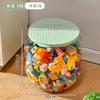 Cubo de Almacenamiento Multifuncional Juguete para Niños Muñeca Caja de Almacenamiento Transparente Taburete de Almacenamiento para Sentarse Taburete Pequeño Taburete de Almacenamiento