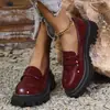 Comercio Exterior Transfronterizo Otoño 2026 Nuevos Mocasines de Talla Grande con Suela Gruesa para Mujer, Zapatos de Cuero Slip-On Estilo Británico Universitario