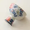 Taza Maestra Alta de Cerámica con Glaseado de Caramelo Mariposa Azul Peonía Juego de Té Taza de Té Alta Taza Individual Set de Té Kung Fu Retro para Uso en Casa