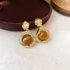 Pendientes Melard redondos estilo europeo y americano, estilo retro de Hong Kong, diseño de nicho, modernos y versátiles, pendientes elegantes, venta al por mayor