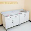 Gabinete Estufa Fregadero Gabinete Cocina Económico Acero Inoxidable Gabinete Lavar Platos Casa de Alquiler Simple Pequeño Gabinete