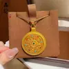 Colgante de Calabaza Chapado en Oro Tendencia de Tiktok, Dios de la Riqueza Amarillo, Brújula de los Ocho Tesoros Propicios, Cadena para Suéter de Cuerda para Cumplir Deseos al por Mayor