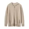 Cárdigan con capucha 100% Cachemira Pura para Hombre Baicai, Nuevo Suéter de Punto Otoño/Invierno, Abrigo Casual con Cremallera