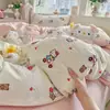 Conjunto de lençóis de cama de fio bouclé floral pequeno estilo pastoral super macio, lençol de algodão 100% novo, conjunto de três peças para dormitório estudantil 4