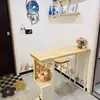 Mesa de Bar Sólida de Madera Color Crema, Gabinete Divisor de Esquina para Sala de Estar, Barra de Bar Pequeña, Balcón, Mesa Creativa de Patas Altas Contra la Pared para Casa de Huéspedes