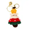 Llavero de Árbol de Navidad Tejido de Lana Original Lindo Oso de Dibujos Animados Colgante de Bolsa de Peluche Navideña Pequeño Regalo